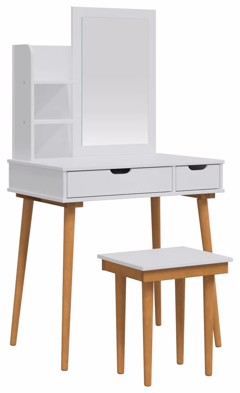 Set da trucco FAUSKE, 4 pezzi, bianco, 76 x 50 x 143 cm