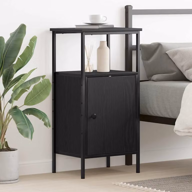 Armadio da notte moderno vidaXL in MDF, colore nero opaco, L 41 cm x P 31 cm x H 80 cm