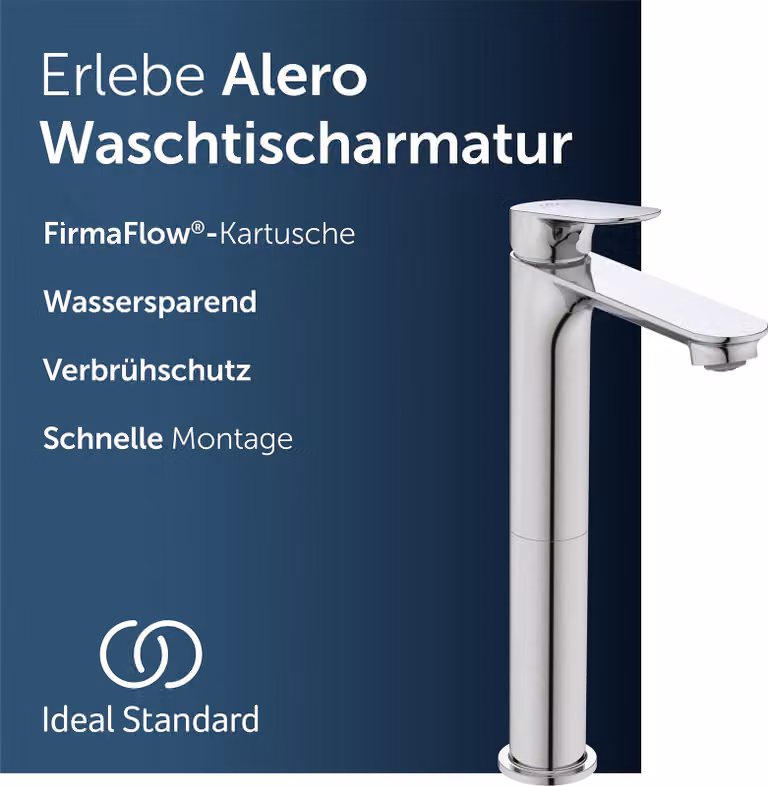 Miscelatore per lavabo Ideal Standard Alero, con scarico, a risparmio idrico – Cromo