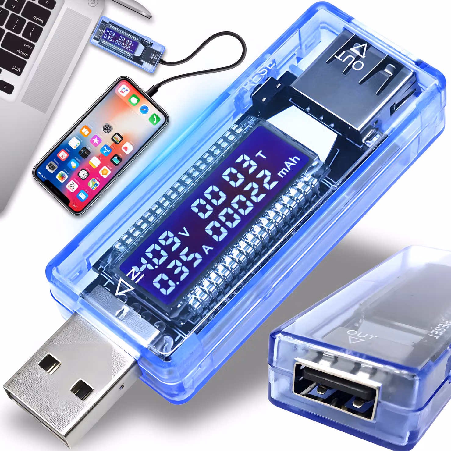 Misuratore di tensione USB 4V-20V, tester di corrente, misuratore di alimentazione USB, caricabatterie, multimetro, rilevatore di tensione, alimentazione A, tensione V, mAh, Retoo