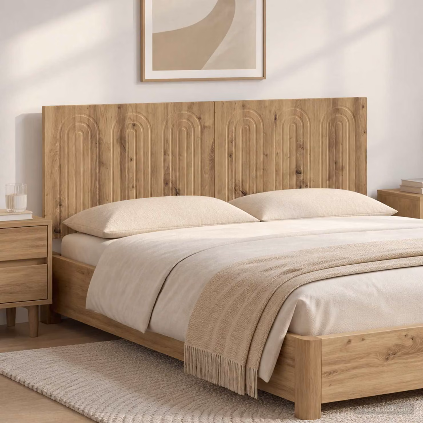 Testiera da muro vidaXL ALKMAAR in legno ingegnerizzato, colore marrone, L: 142 cm, H: 50 cm, P: 3 cm
