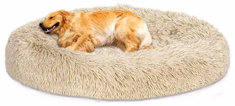 Cuccia per cani a forma di ciambella, color kaki, diametro 70 cm, rotonda, lavabile, in peluche