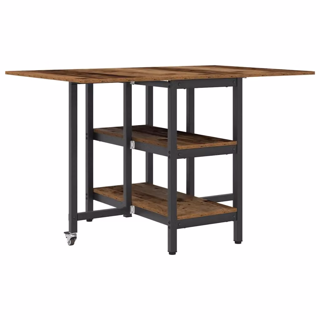 Tavolo da pranzo rettangolare estensibile vidaXL in legno marrone con piano ribaltabile L: 122 cm, P: 80 cm, H: 76,5 cm – 2