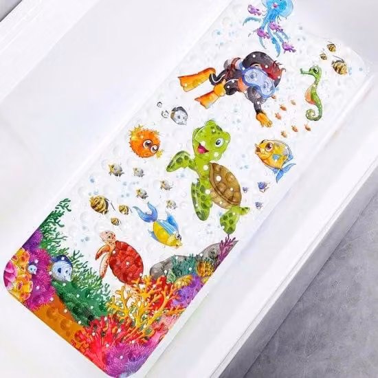 Tappetino antiscivolo per il bagno dei bambini, 100x40 cm, senza BPA e resistente alla muffa, per il bagno o la doccia dei bambini