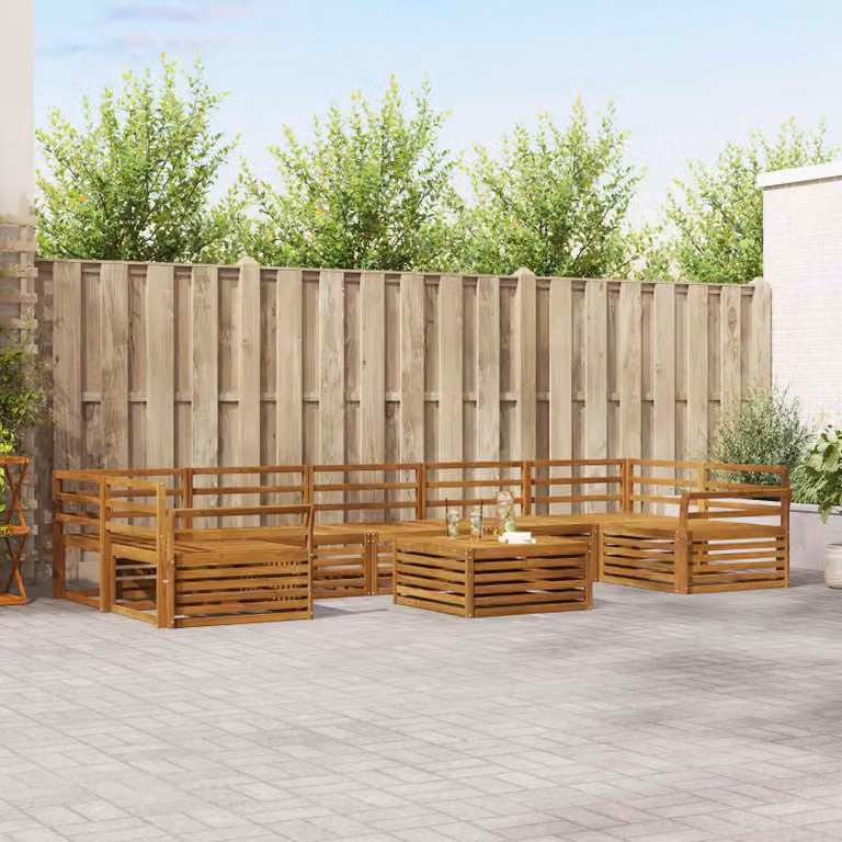 Set di divani da esterno vidaXL 8 pz in legno di acacia massello colore marrone naturale