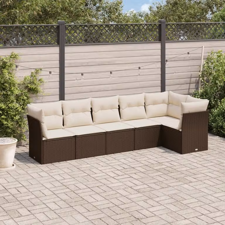Maison Exclusive - Set Divano da Giardino 6 pz con Cuscini Marrone in Polyrattan