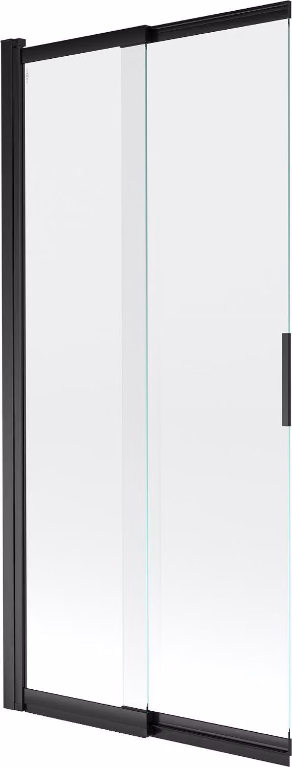 Mexen Fox paravento per vasca da bagno a 2 ante scorrevoli 85 x 150 cm, trasparente, nero - 891-085-002-70-00