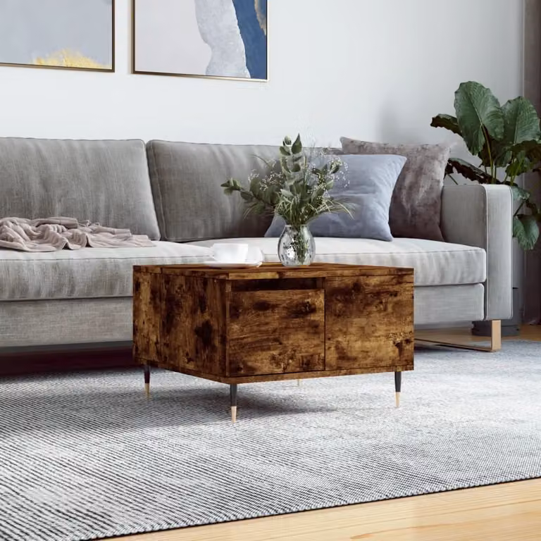 The Living Store tavolino in rovere fumé 55x55x36,5 cm materiale a base di legno