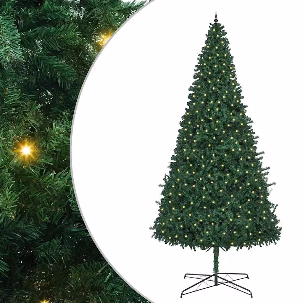 Albero di Natale moderno vidaXL verde in PVC con luci LED da 400 cm – 2