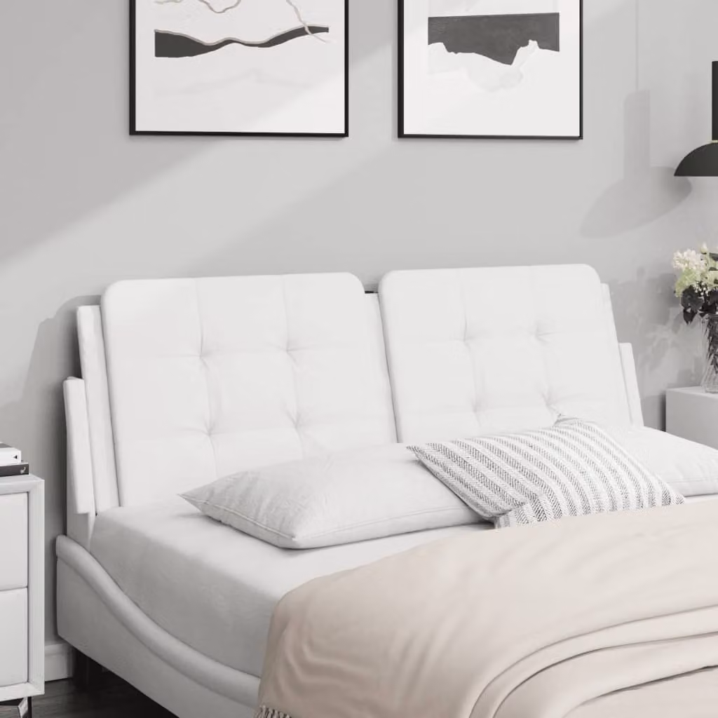 Testiera per letto imbottita vidaXL Zadar in similpelle bianca, L: 120 cm, H: 48 cm, P: 3 cm