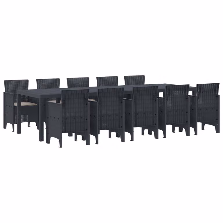 Set da pranzo per giardino e terrazzo vidaXL in polyrattan antracite, 11 pezzi