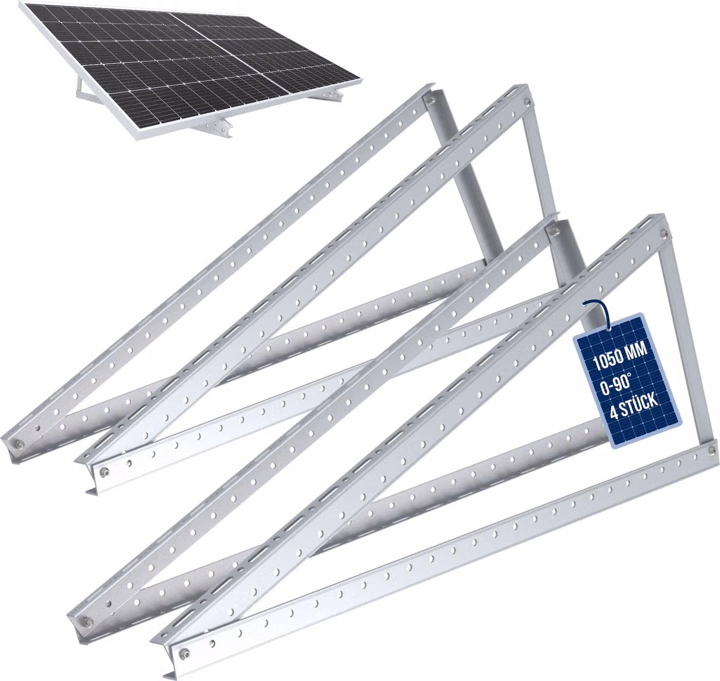 Elevazione pannelli solari NuaSol 105 cm set di 4 | tetto piano, FV, 0-90° regolabile