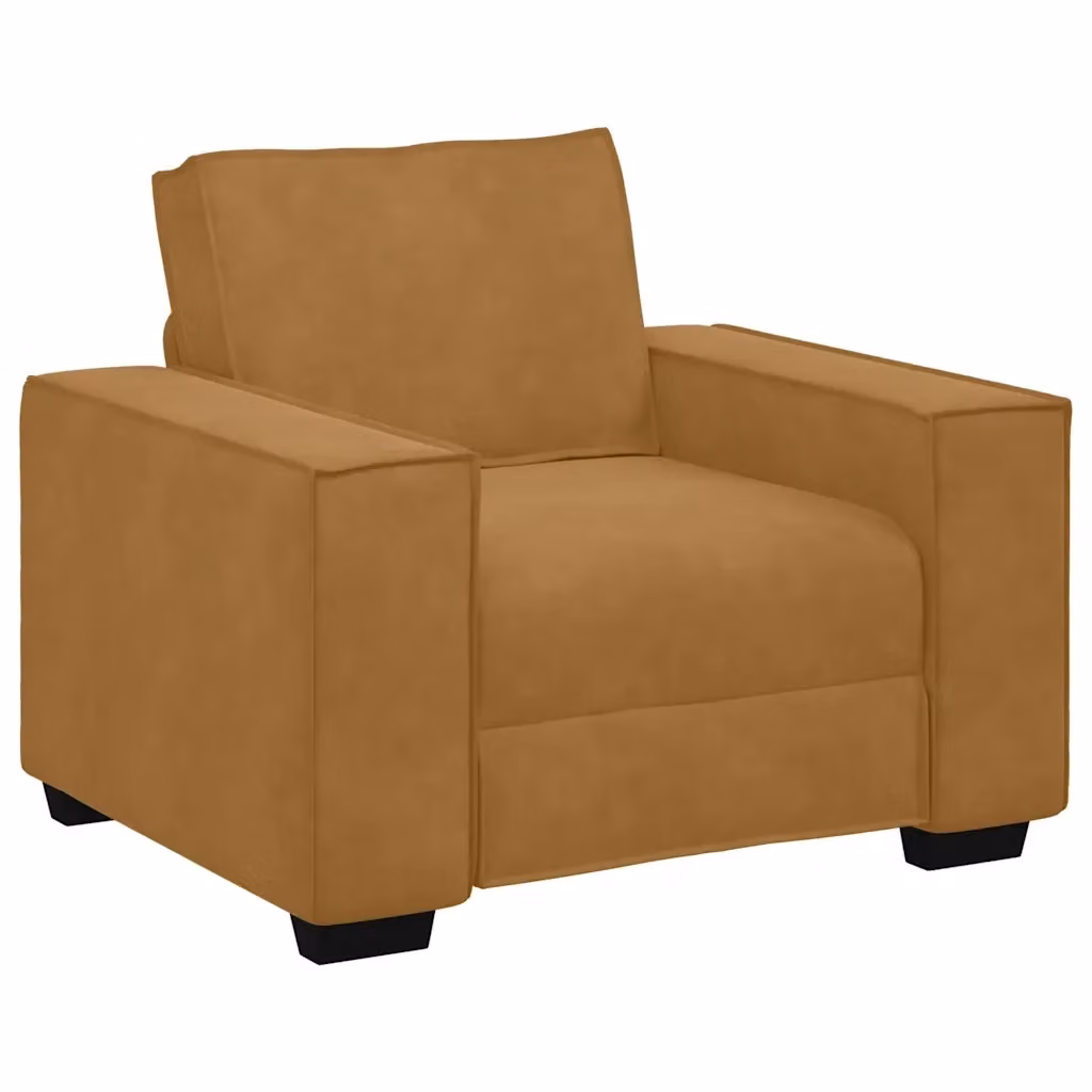 Poltrona Lounge in Velluto Marrone vidaXL con Braccioli L/P/H: 100 x 78 x 84 cm – 2