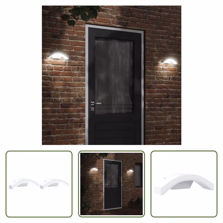 The Living Store Applique da esterno a LED 2 pz. Alluminio pressofuso bianco