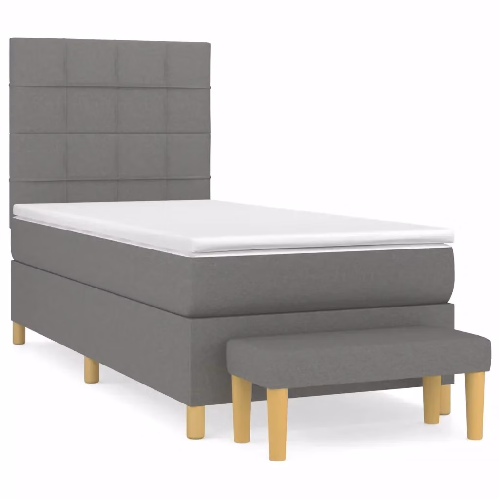 Letto Ibrido con Giroletto a Molle e Materasso vidaXL in Tessuto Grigio e Bianco L/P/H: 203 x 90 x 128 cm – 2