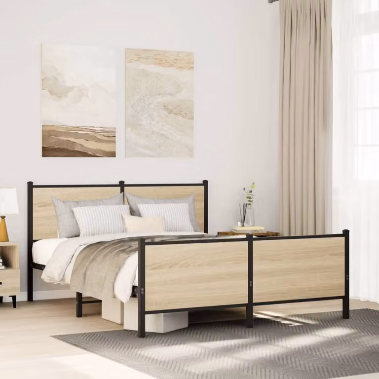 Giroletto in metallo vidaXL con doghe piatte e finitura rovere Sonoma, L 150 x P 200 cm