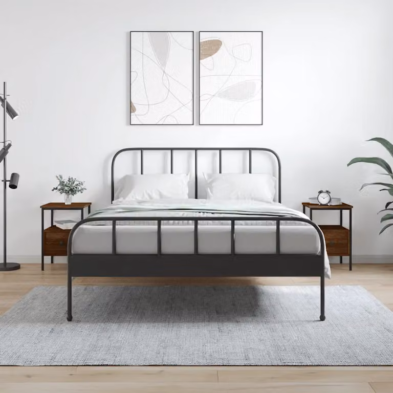 Set di 2 comodini vidaXL in legno Rovere Marrone L: 34 cm, P: 36 cm, H: 50 cm