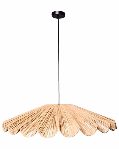 Beliani Lampada a sospensione in stile boho Lampada da soffitto Paralume intrecciato a mano Rattan naturale