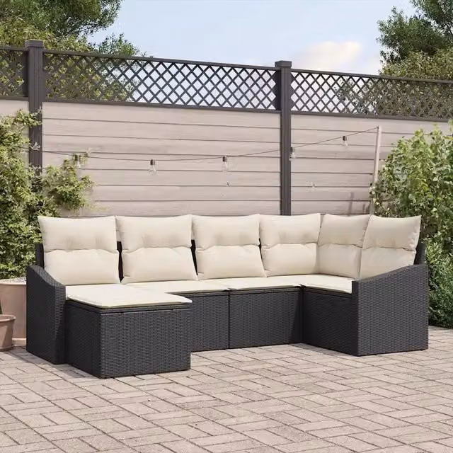 Set di divani 6 pz Nero polyrattan 3346787