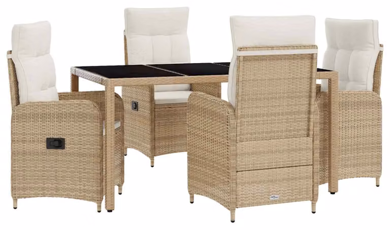 Set da pranzo per esterni 5 pcs Beige e Bianco Crema