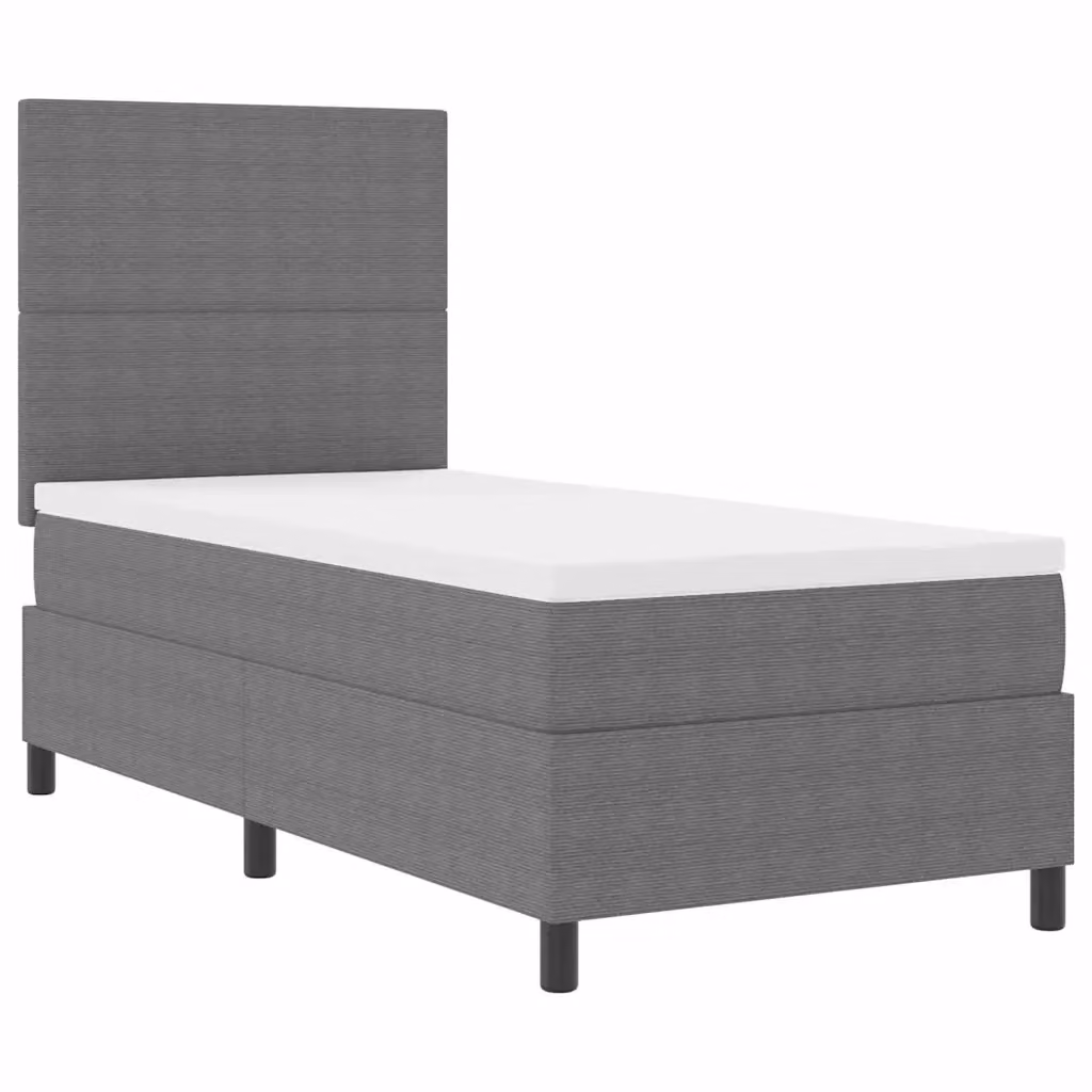 Letto moderno con illuminazione LED sottostante vidaXL in legno e tessuto, Grigio e Bianco, L: 90 cm, P: 190 cm, H: 140 cm – 2