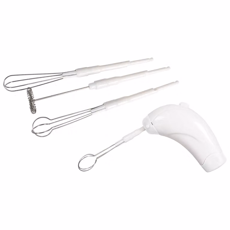 Dictrolux Frullino Multifunzione Bianco con 4 Fruste in Acciaio Inox a Batterie