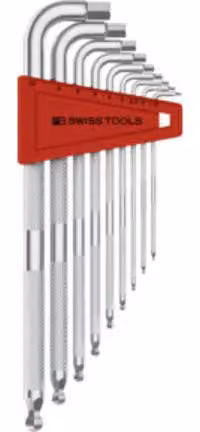Set di cacciaviti angolari esagonali PB Swiss Tools, lunghi, cromati, 9 pezzi