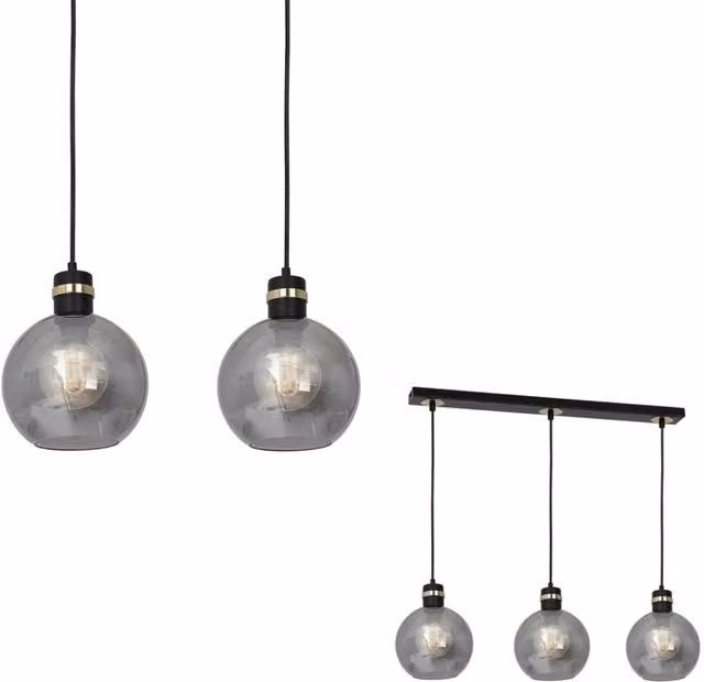 Lampadario a sospensione Omega Milagro MLP6531 in vetro fumé e metallo nero con 3xE27