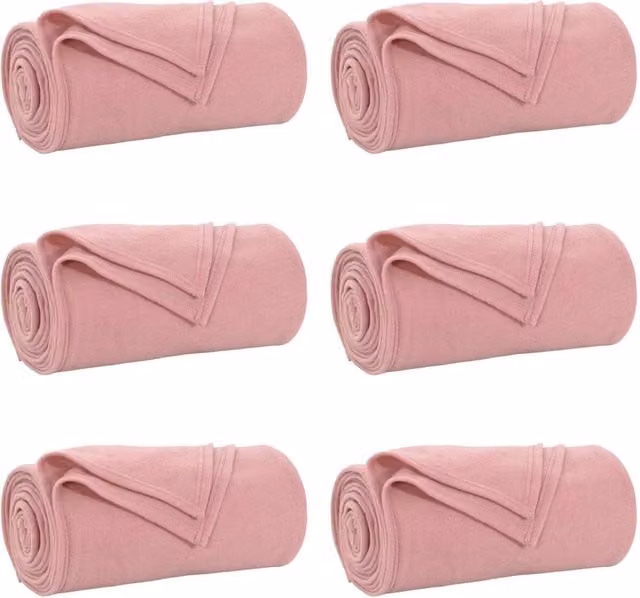 Set di 6 coperte in pile rosa per adulti, L 270 cm x P 240 cm – 1