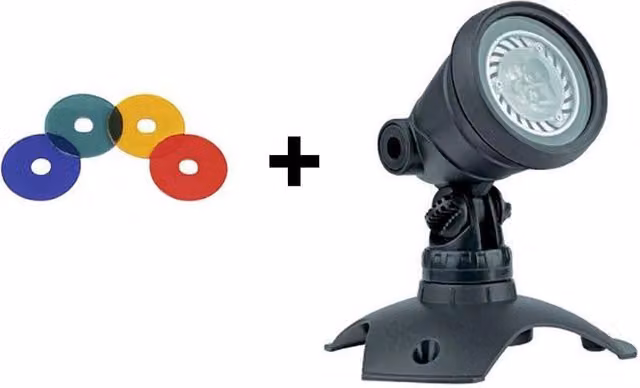 Faretto LED sommergibile per laghetto Laghetto Point con lenti colorate RGB multicolore da 4W – 1