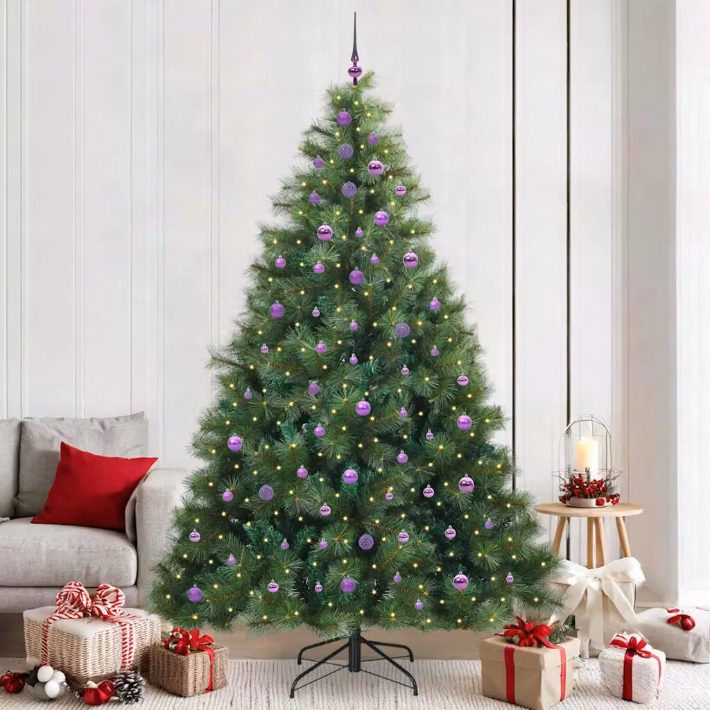 Albero di Natale artificiale vidaXL verde con 300 LED luce bianca calda, Altezza: 240 cm