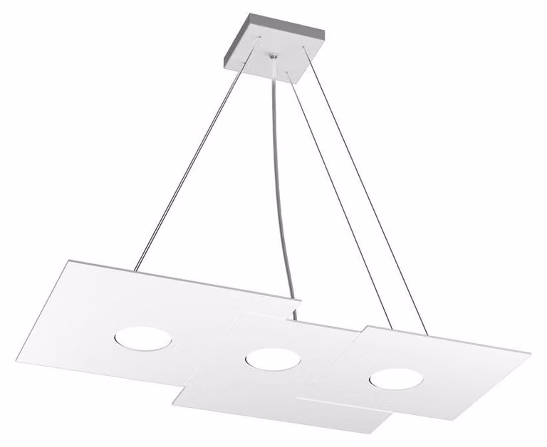 Sospensione Moderna Rettangolare Plate Metallo Bianco 3 Luci Gx53