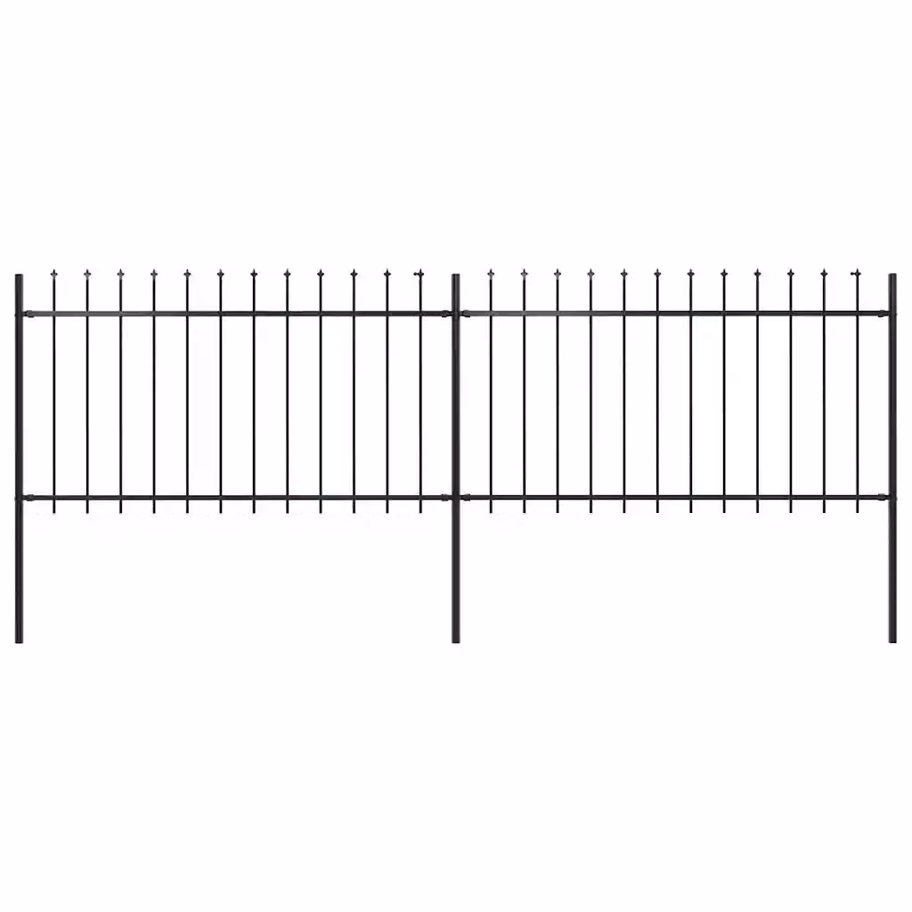 Recinzione da giardino vidaXL con punta a lancia in acciaio nero L: 337 cm, H: 100 cm