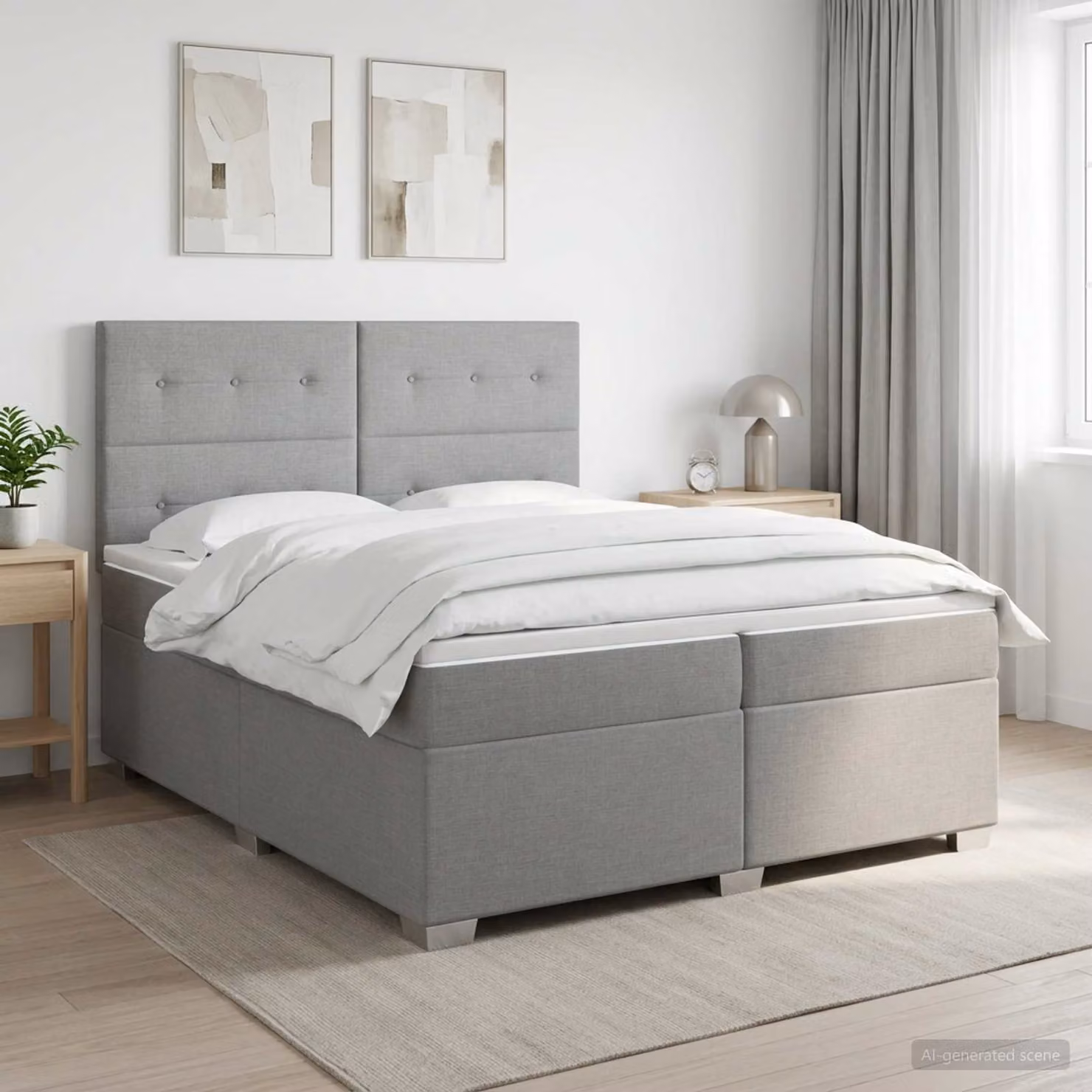 Letto box spring con materasso vidaXL Grigio Chiaro L: 200 cm, P: 200 cm, H: 140 cm