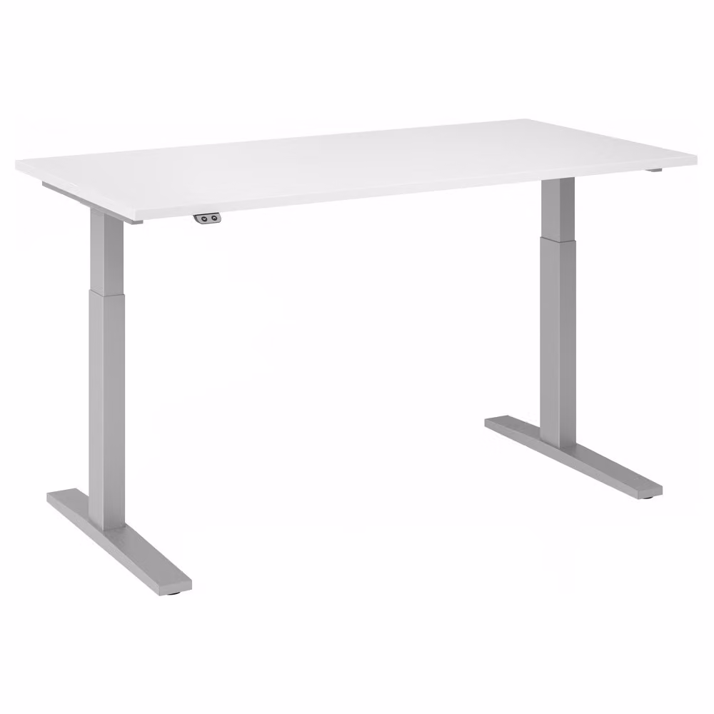 Scrivania regolabile in altezza XMKA | 2 motori | 120-180 cm | elettrica | bianca, colore telaio:argento, dimensioni piano d'appoggio:160 x 80 cm