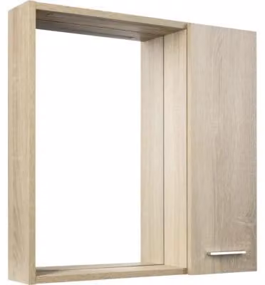 Aqualine ZOJA/KERAMIA FRESH STRIP Armadietto a specchio con illuminazione a LED, 60x60x14 cm, versione destra, rovere platino