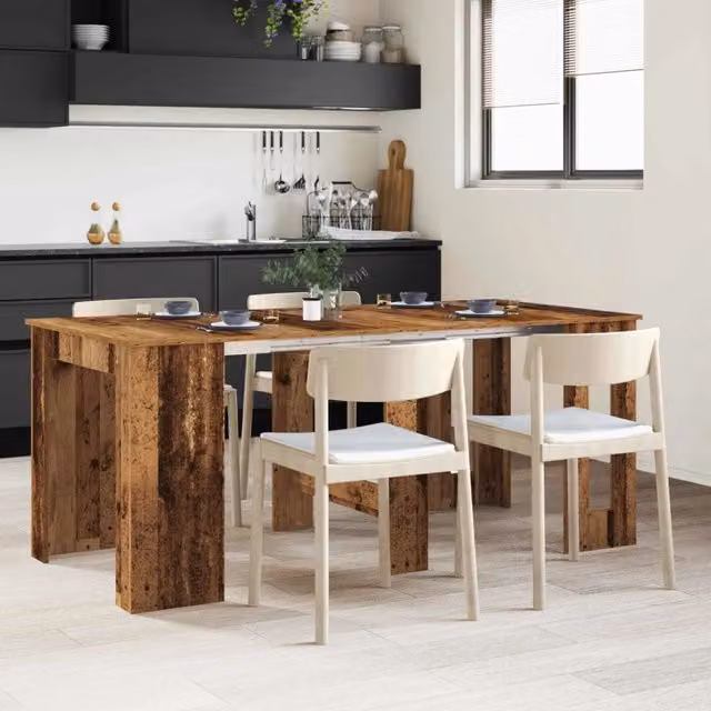 Tavolo da pranzo rettangolare estensibile vidaXL in legno marrone con piano ribaltabile L/P/H: 180 x 85 x 75 cm – 1