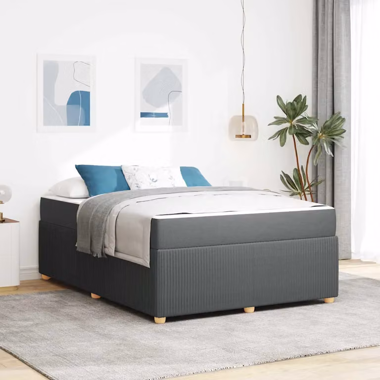 Struttura del letto imbottita vidaXL in tessuto grigio, L 140 cm x P 200 cm