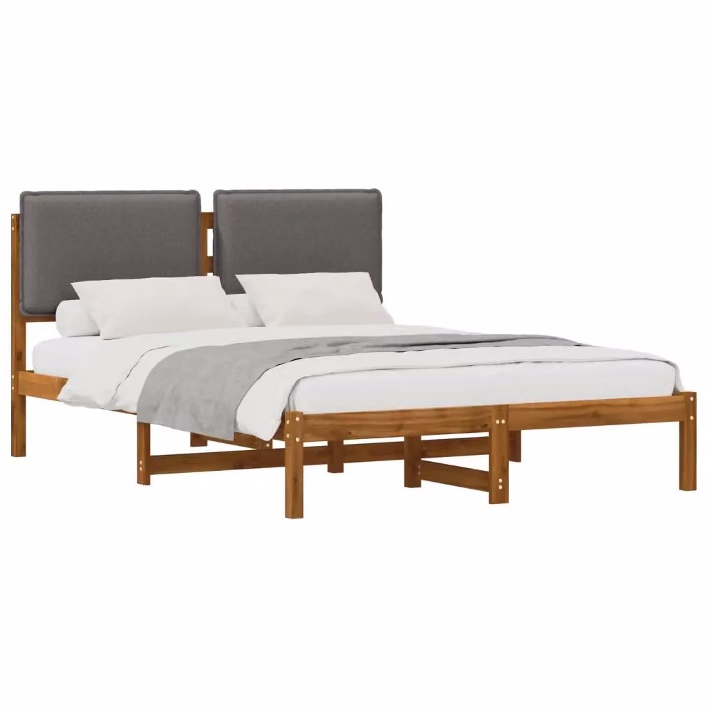 Letto moderno vidaXL con testiera rivestita in tessuto e struttura in legno di acacia, colori beige e grigio, L/P/H: 120 x 200 x 85 cm – 2