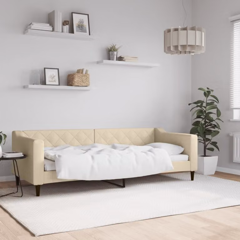 Maison Exclusive - Letto a giorno color crema, 80x200 cm, rivestito in tessuto