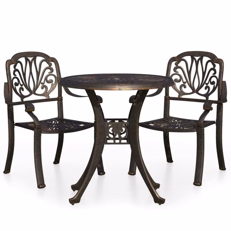 Set da Bistrot 3 pz in Alluminio Pressofuso Bronzo