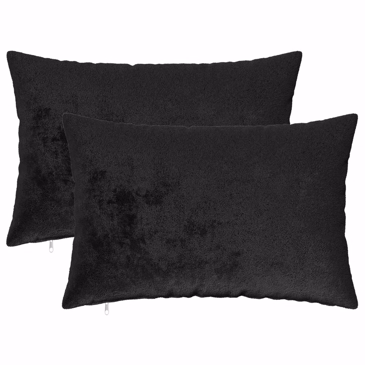Set di 2 federe vidaXL HEERLEN in flanella nera, L 40 cm x P 60 cm