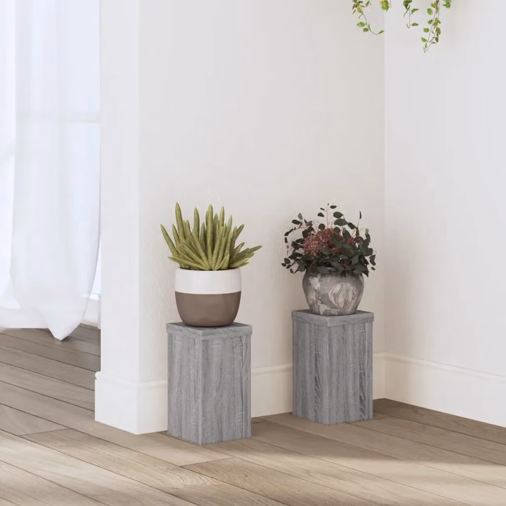 Set di 2 supporti per piante vidaXL in legno grigio, L/P/H: 10 x 10 x 18 cm