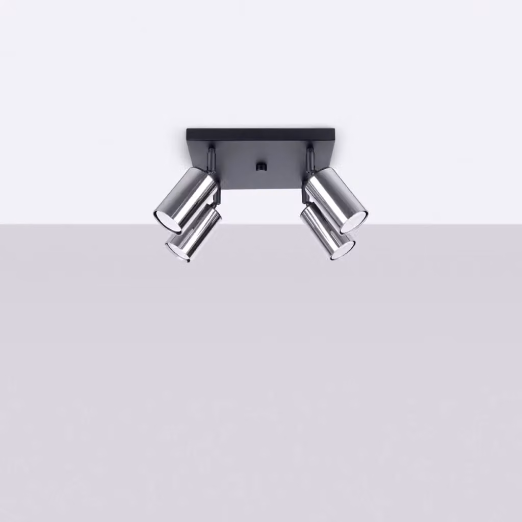 Lampada da soffitto LED WINX di Sollux Lighting in metallo nero e cromo – 2