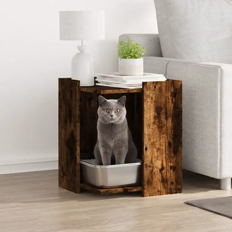 Rifugio per lettiera per gatti vidaXL in legno MDF, colore marrone, L 42 cm x P 42 cm x H 51 cm