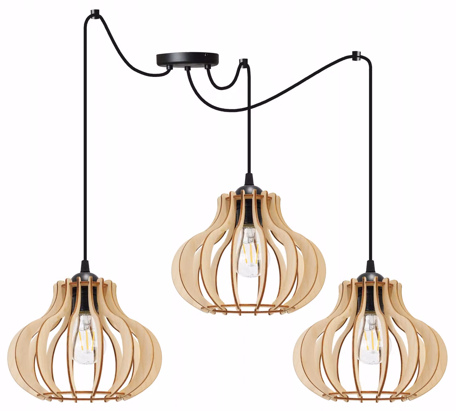 Lampada a sospensione, lampadario da soffitto, legno, paralume LED