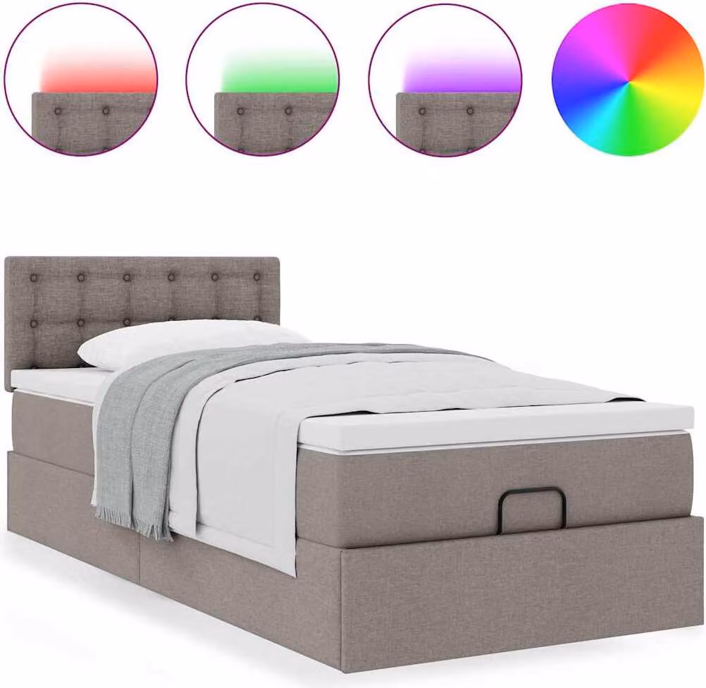 Pouf Letto con Materasso Tortora 100x200 cm in Tessuto