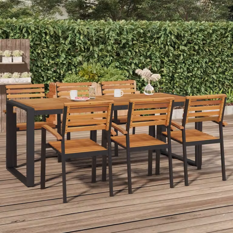 vidaXL Tavolo da Giardino in Legno di Acacia Marrone con Base a Slitta L: 200 cm, P: 90 cm, H: 75 cm