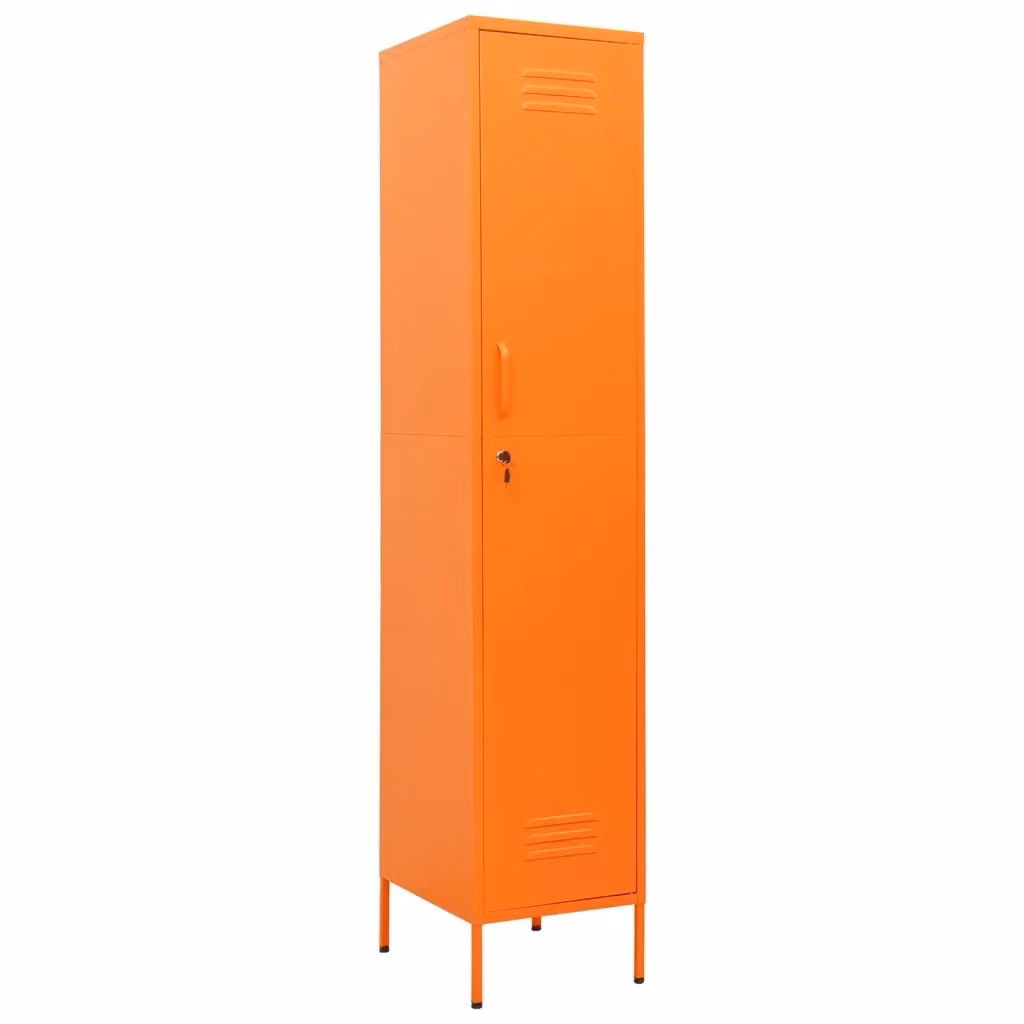 Armadio in metallo vidaXL arancione con ante a battente, ripiani interni e serratura, L 35 cm x P 20 cm x H 180 cm – 2