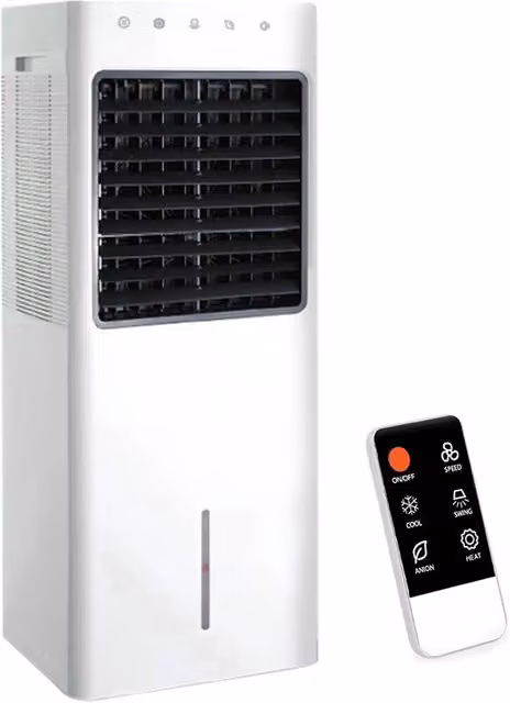 Raffrescatore d'aria DCG bianco con tanica da 8l, telecomando e pannello touch a 3 velocità